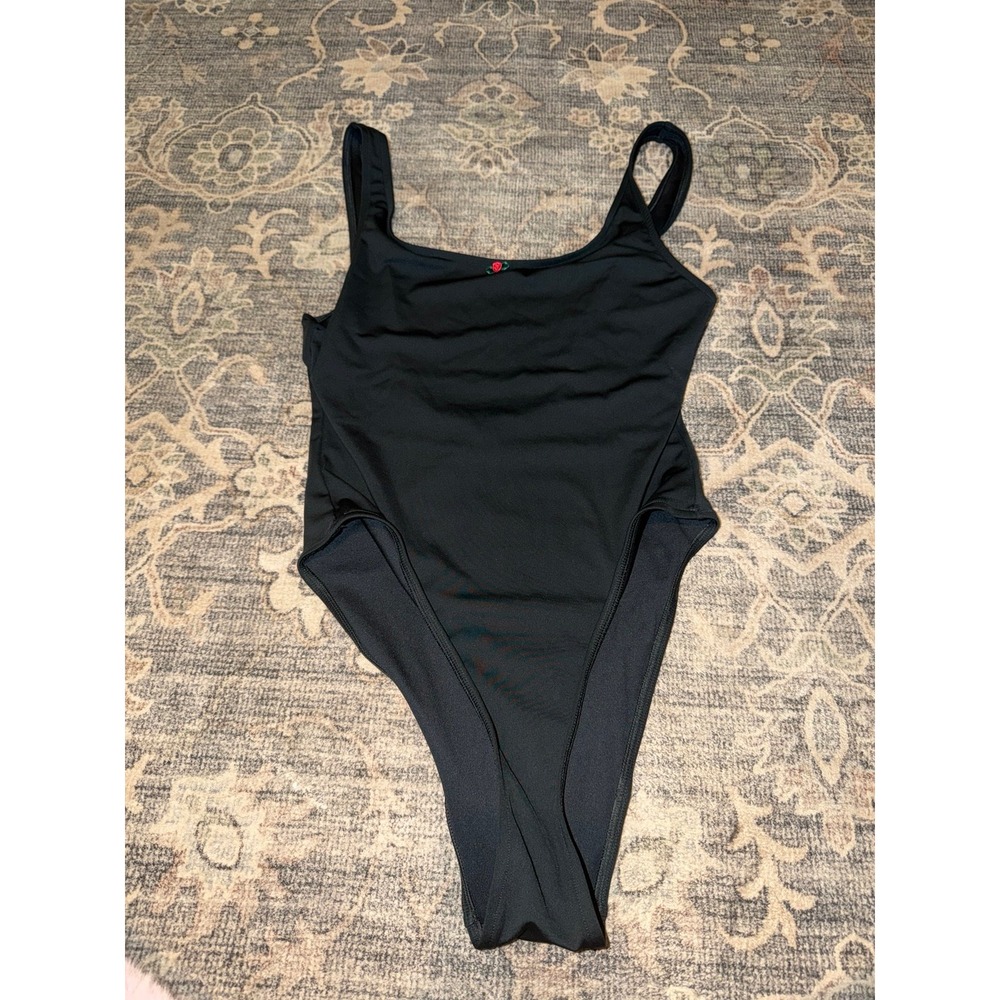 Frankie's Bikinis PINK Marlow Black One Piece Swimsuit